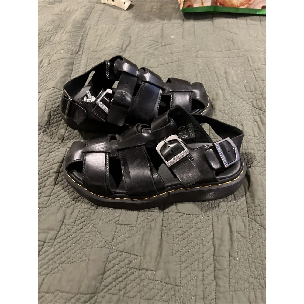 Dr. Martens KASSION Brando Black Leather Men's Size 8M Gently‎ Worn Sandal